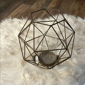 Kirklands geometric brass color candle holder
